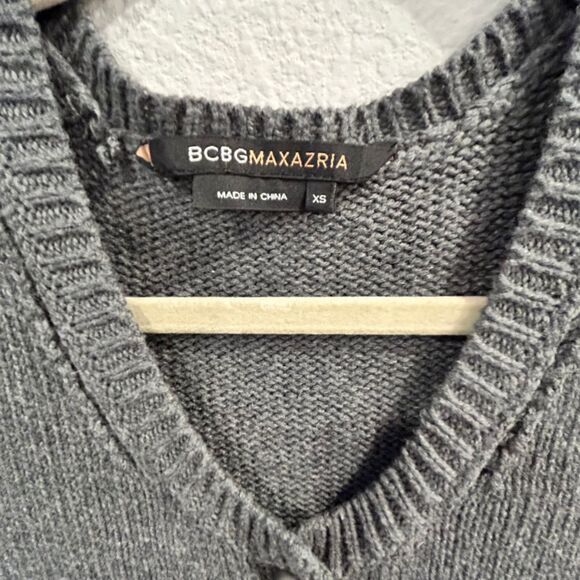 BCBGMaxAzria Cardi Sweater Gray Cotton Lambswool Long Cardigan Women’s XS - Picture 3 of 8